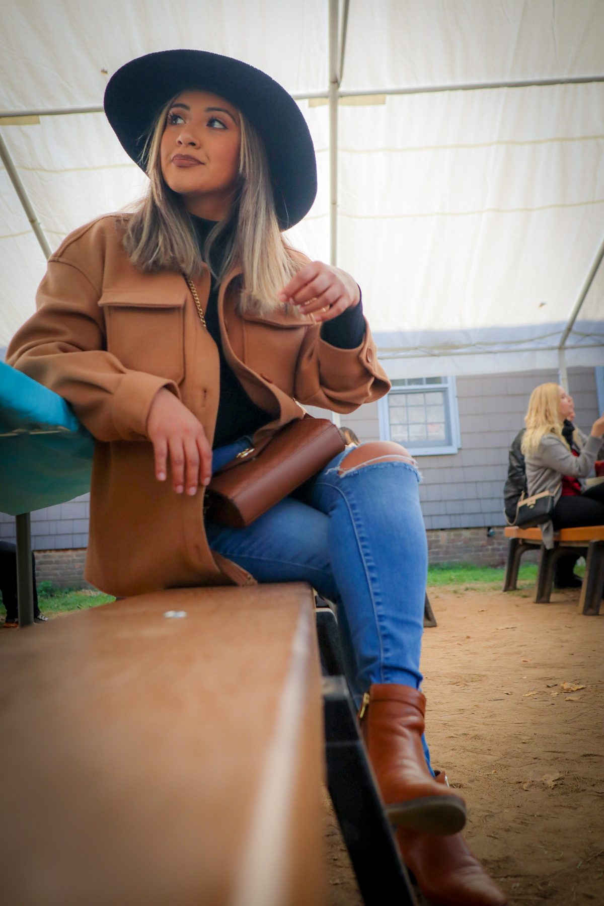 Portrait in a brown coat and hat